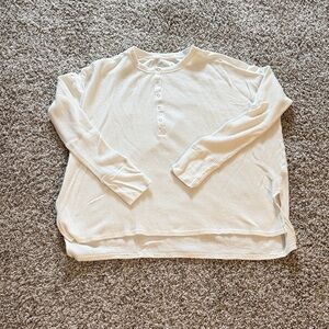 Women's Cream Long Sleeve Henley Top